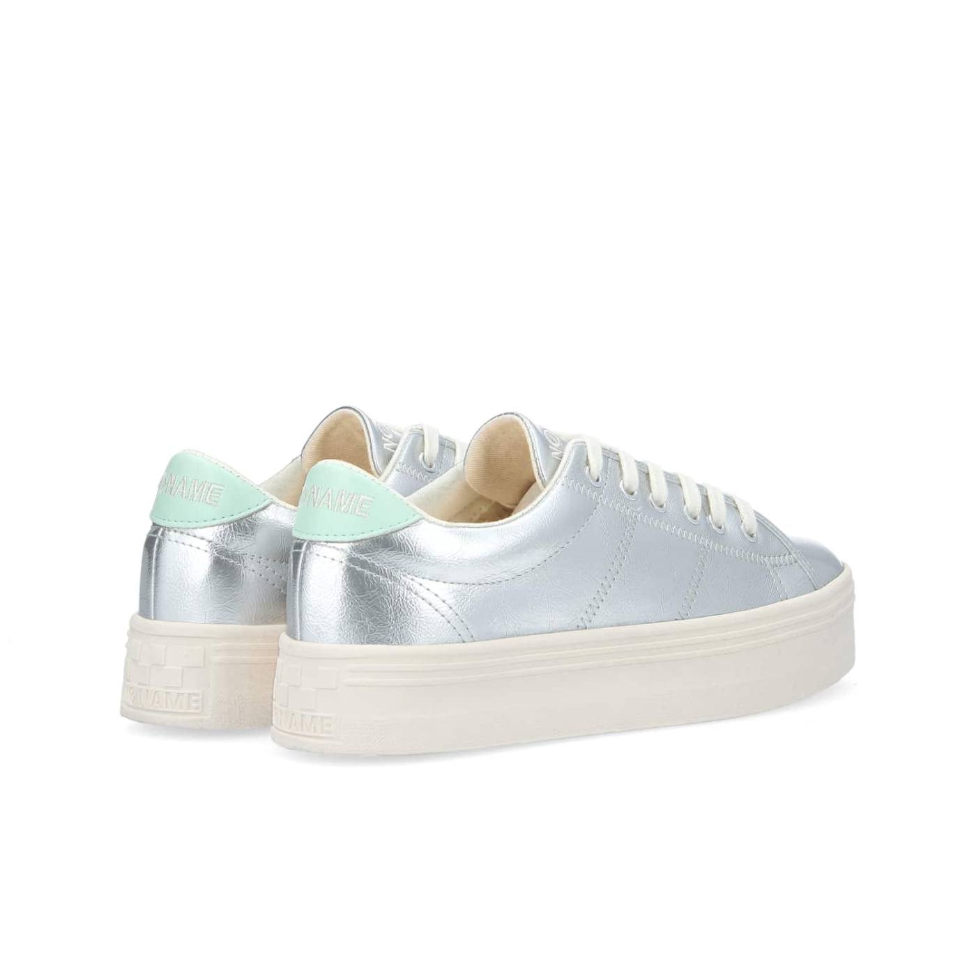 SNEAKER PLATO M W - WRINKLE PAT/SPR - ARGENTO/MENTA